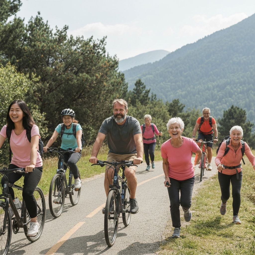 People enjoying outdoor activities and exercise
